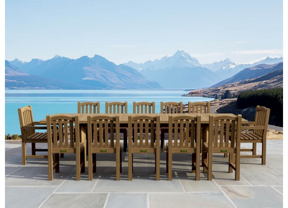 Anderson Teak 13-pc Chelsea Rectangular Double Extension Dining Table Set