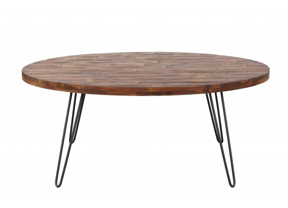 Crawford and Burke Monaghan 44" Dark Brown Oval Cocktail Table, Frontview 2