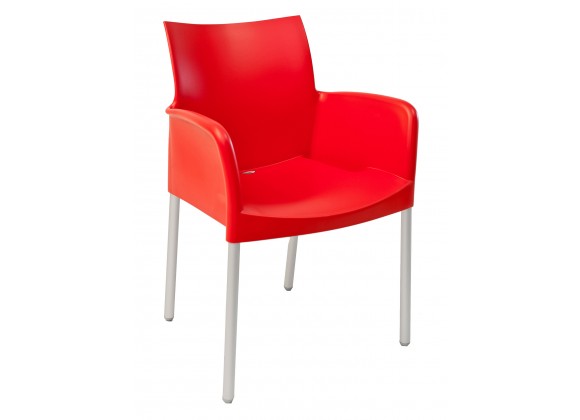 Polypropylene Shell With Aluminum Legs Side Chair - ICE-A - Rojo