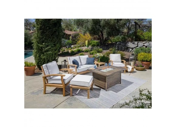 Tortuga Outdoor 6pc Teak Sofa and Fire Table Set