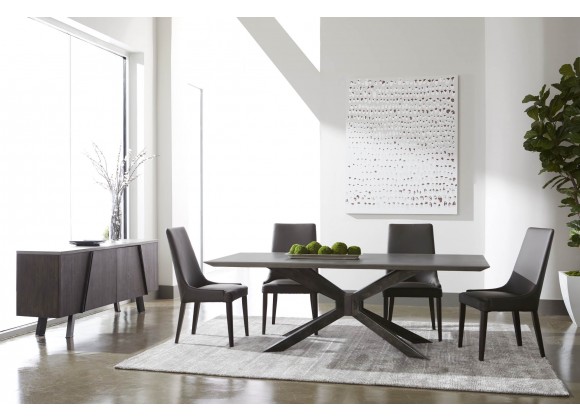 Essentials For Living Industry Rectangle Dining Table in Ash Gray Concrete and Distressed Black Iron - Lifestyle