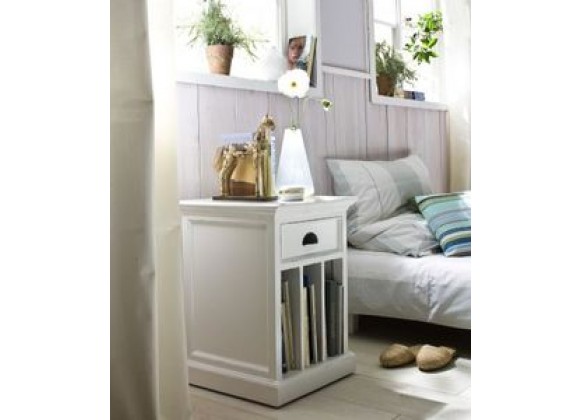 Nova Solo HALIFAX White Mahogany Nightstand with 1 Drawer