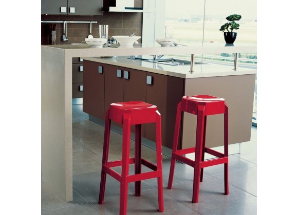 Compamia Fox Polycarbonate Counter Stool - Glossy Red