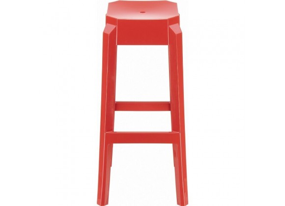 Fox Polycarbonate Bar Stool - Glossy Red