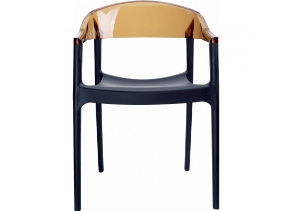 Carmen Modern Dining Chair Black Seat - Amber Back