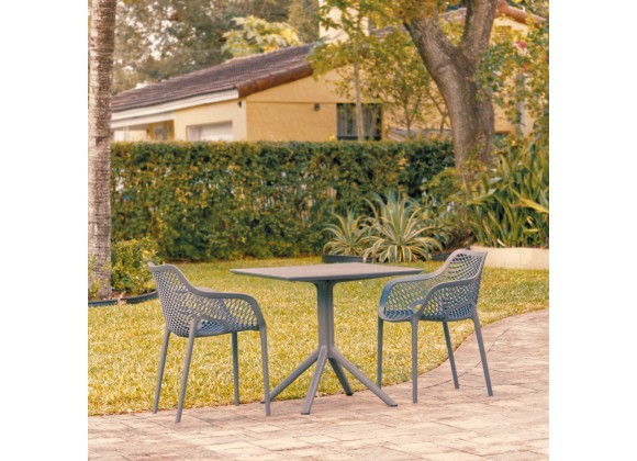 Compamia Air XL Patio Dining Set with 2 Arm Chairs Dark Gray - Lifestyle