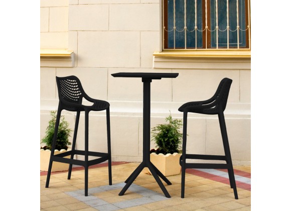 Sky Air Square Bar Set with 2 Barstools Black - Lifestyle 