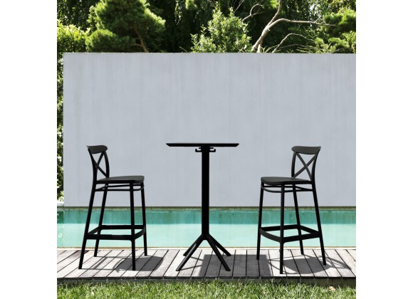 Compamia Sky Cross Square Bar Set with 2 Barstools in Black - Lifestyle