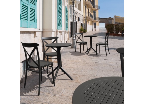 Compamia Sky Round Folding Table 24 inch Black - Lifestyle