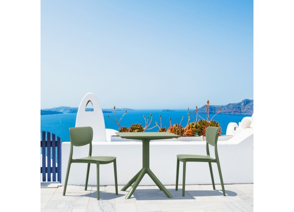 Compamia Lucy Outdoor Bistro Set 3 Piece with 24 inch Table Top Olive Green - Lifestyle