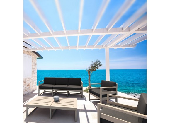 Mykonos 5 Person Lounge Set Taupe with Sunbrella Charcoal Cushion