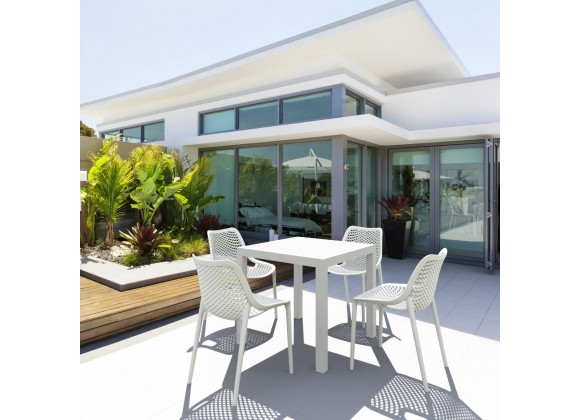 Air Square Dining Set with 4 Chairs White - Lifestyle