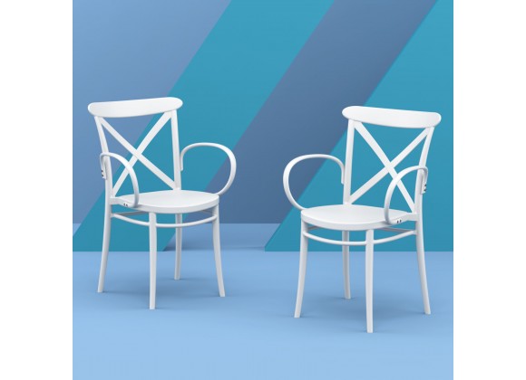 Cross XL Resin Outdoor Arm Chair White - Lifestyle 