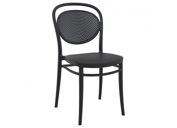Marcel Resin Outdoor Chair Black - Angled View