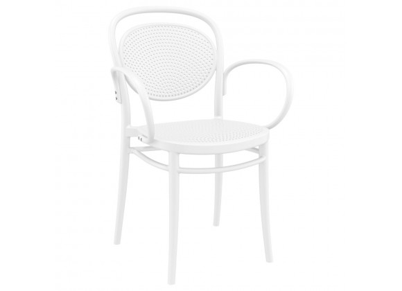 Marcel XL Resin Outdoor Arm Chair White - Angled