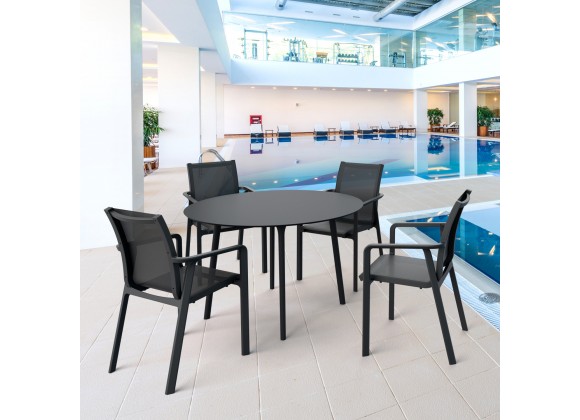 Compamia Maya 47 inch Outdoor Round Dining Table in Black - Lifestyle