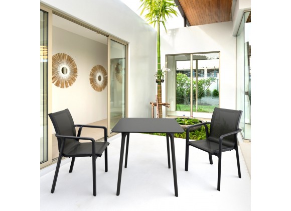 Compamia Maya 31 inch Outdoor Square Dining Table in Black - Lifestyle 2
