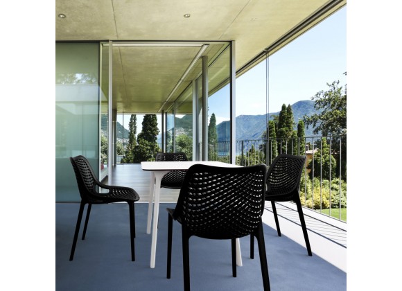 Air Maya Square Dining Set with White Table and 4 Black Chairs - Lifestyle