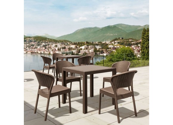 5 Piece Set Brown with Side Chairs - Brown