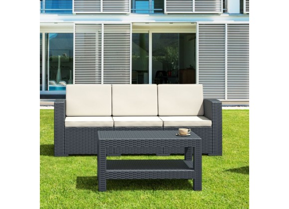 Monaco Resin Patio Sofa with Cushion - Brown - Actual