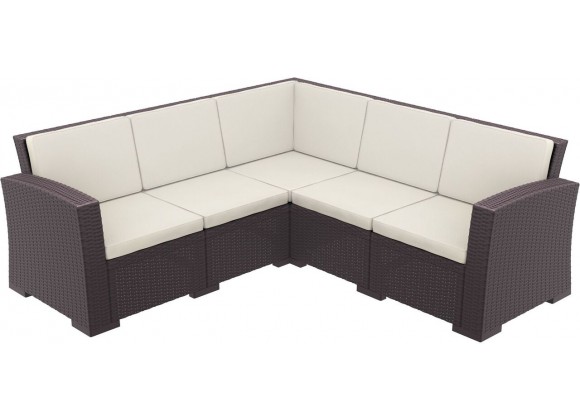 Monaco Resin Patio Sectional 5 piece Brown with Cushion - Brown