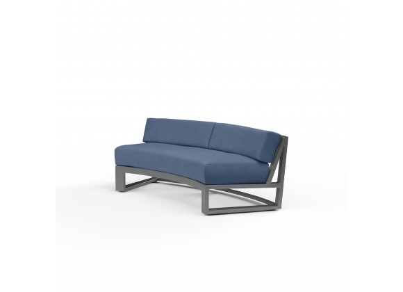 Redondo Curved Sofa in Spectrum Indigo, No Welt - Front Side Angle