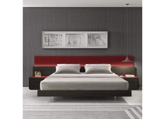 J&M Furniture Lagos Red & Wenge Lacquer King Platform Bed