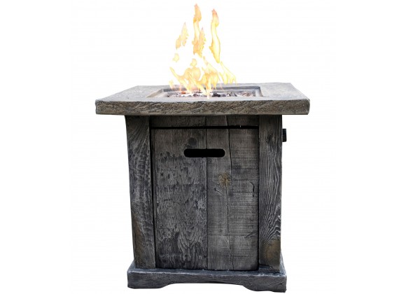 Crawford and Burke Macedon Wood Look Outdoor Gas Fire Pit, Front Angle
