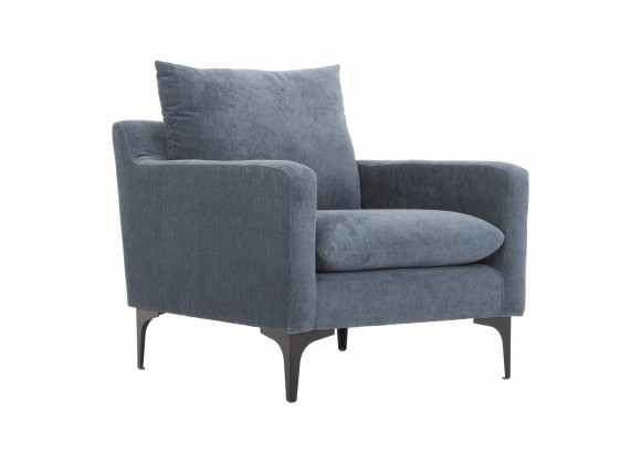 Moe's Home Collection Paris Armchair, Blue - Front Side Angle