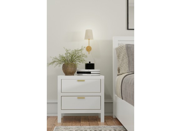 Alpine Furniture Carmel 2 Drawer Nightstand in White - Lifestyle
