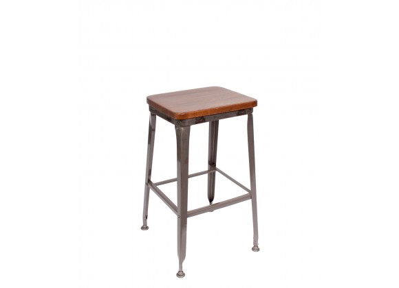 Lincoln Backless Barstool With Steel Frame And Clear Coat Finish - Aluminum Ash