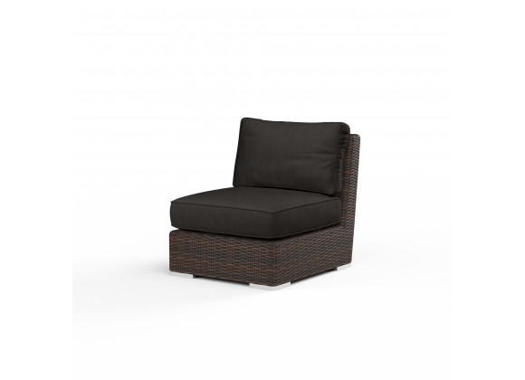 Montecito Armless Club Chair in Spectrum Carbon w/ Self Welt - Front Side Angle