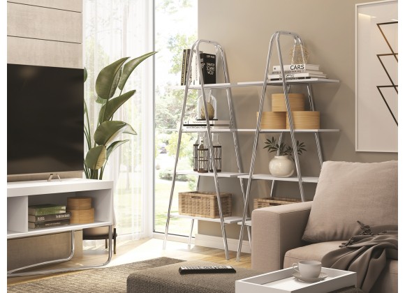 Casabianca ACE Bookcase In Matte White With Matte Black Metal Frame - Lifestyle 2