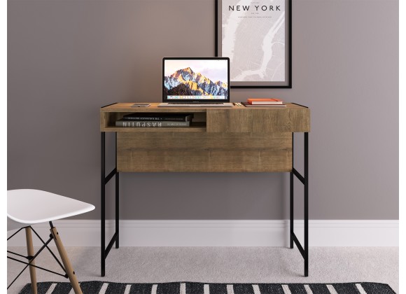Casabianca CLARK Office Desk In Walnut Melamine With Black Painted Metal Frame - Lifestyle