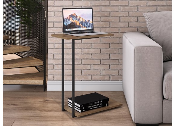 Casabianca PEAK C End Table In Walnut Melamine With Black Painted Metal Frame - Lifestyle