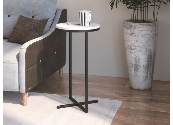 Casabianca ROSY End Table In White Melamine With Black Painted Metal Frame - Lifestyle