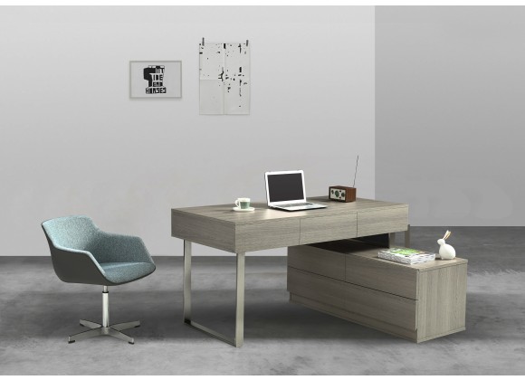 J&M Furniture LP KD12 Modern Office Desk in Matte Grey 