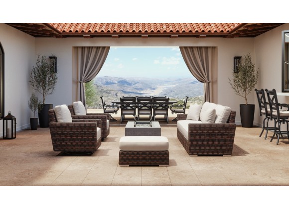 Montecito Sofa in Canvas Flax w/ Self Welt - Lifestyle