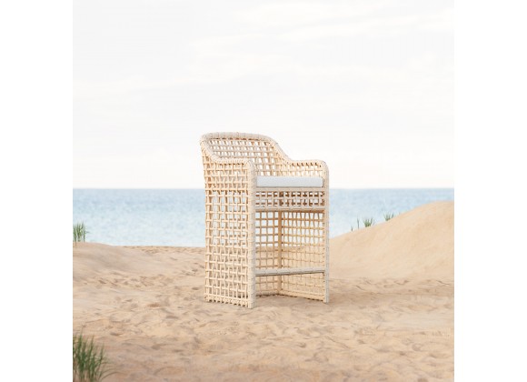 Azzurro Kiawah Bar Stool With Natural Aluminum Frame And Almond All-Weather Wicker - Lifestyle