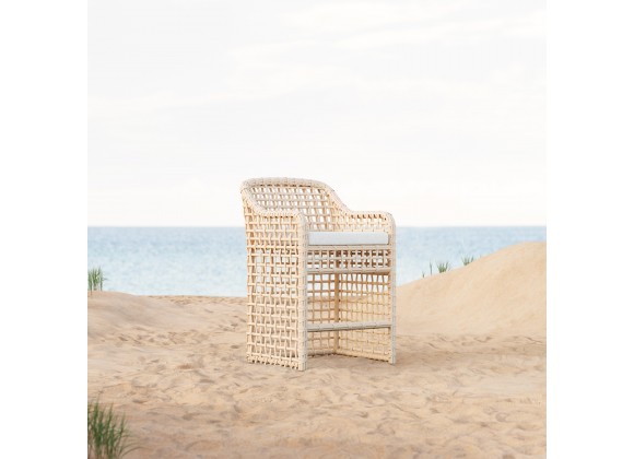 Azzurro Kiawah Counter Stool With Natural Aluminum Frame And Almond All-Weather Wicker - Lifestyle