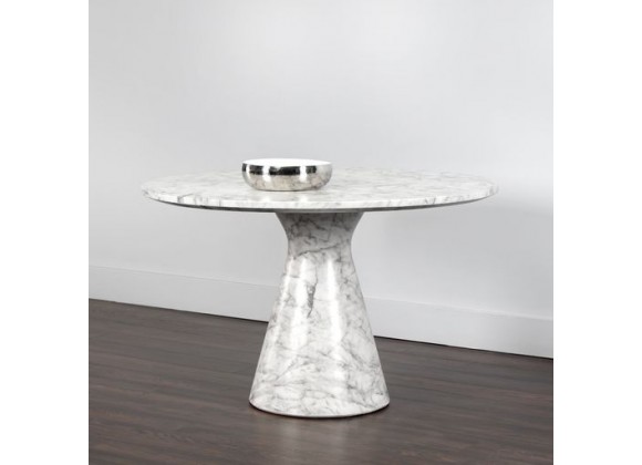 Sunpan Shelburne Dining Table Marble Look - White 47'' - Lifestyle