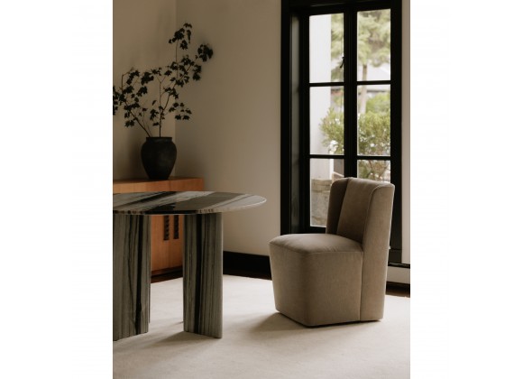 Moe's Home Collection Cormac Rolling Dining Chair Performance Fabric in Warm Sand - Lifestyle