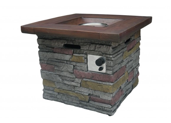 Crawford and Burke Kiska Brick Outdoor Square Gas Fire Pit, Front Angle