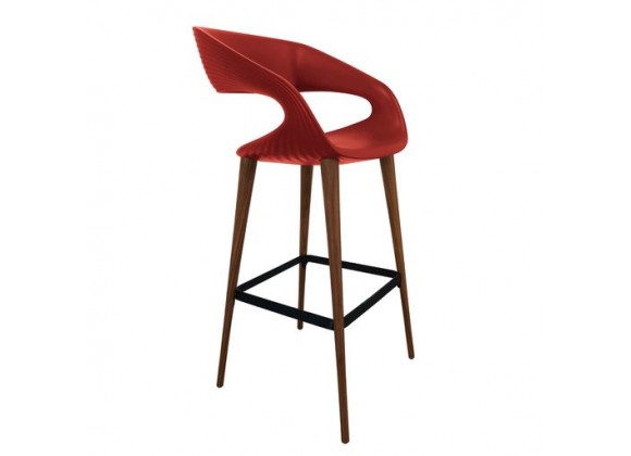 Bellini Italian Home Shape Barstool - Red - Front Side Angle