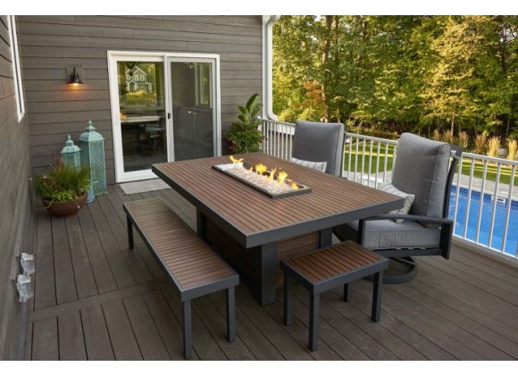 Outdoor Greatroom Company Kenwood Dining Fire Table 1242 Burner - Lifestyle