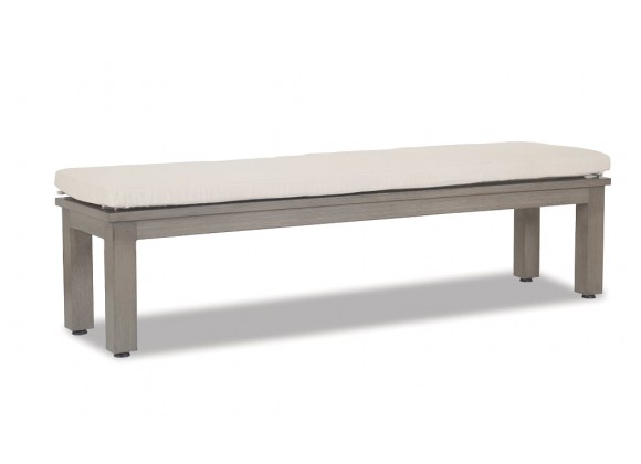 Laguna Dining Bench in Canvas Flax, No Welt - Front Side Angle