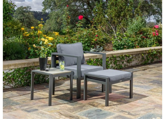 Tortuga Outdoor Lakeview Modern Outdoor Aluminum Chair, Ottoman, and Side Table Set 4