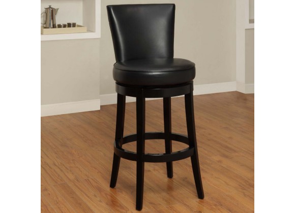 Boston Swivel Barstool In Black Bonded Leather 26" seat height