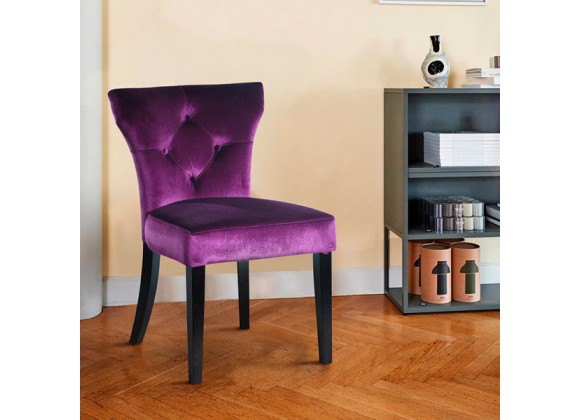 Armen Living Elise Side Chair in Purple Velvet