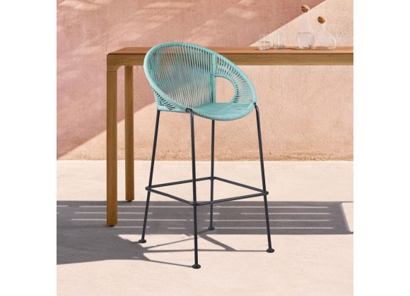 Acapulco 26" Indoor Outdoor Steel Bar Stool with Wasabi Rope